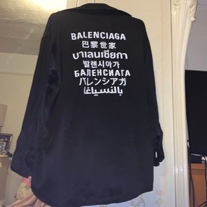 Satin balenciaga shirt dress in size 36